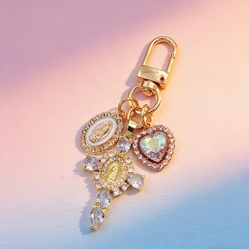 FREE Today: Our Lady Cross Heart Keychain: Merging Craft with Spiritual Devotion - White - image 0