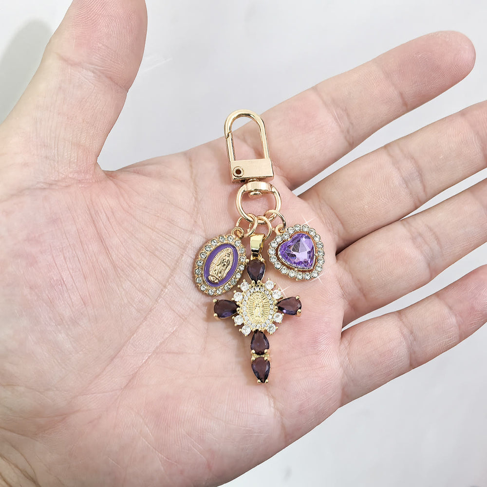FREE Today: Our Lady Cross Heart Keychain: Merging Craft with Spiritual Devotion - Purple - image 1