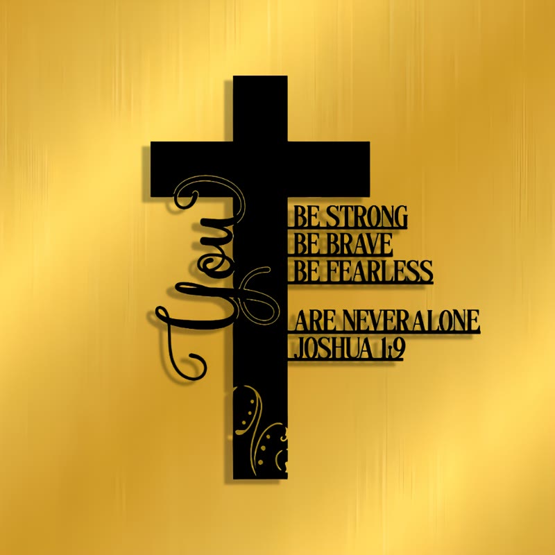 Christianartworkshop Joshua 1:9 Cross Metal Wall Decor: A Symbol of Fearless Faith - image 1