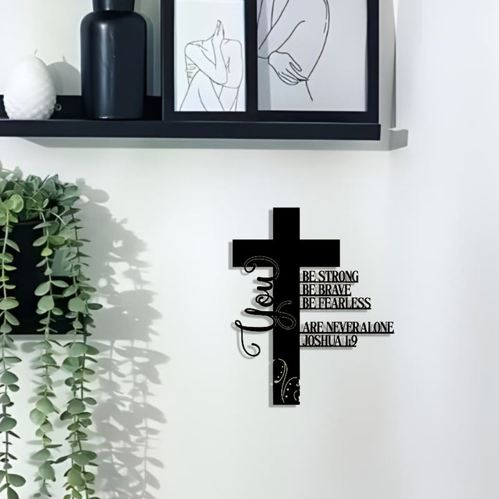 Christianartworkshop Joshua 1:9 Cross Metal Wall Decor: A Symbol of Fearless Faith - image 2
