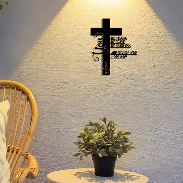 Christianartworkshop Joshua 1:9 Cross Metal Wall Decor: A Symbol of Fearless Faith - image 6
