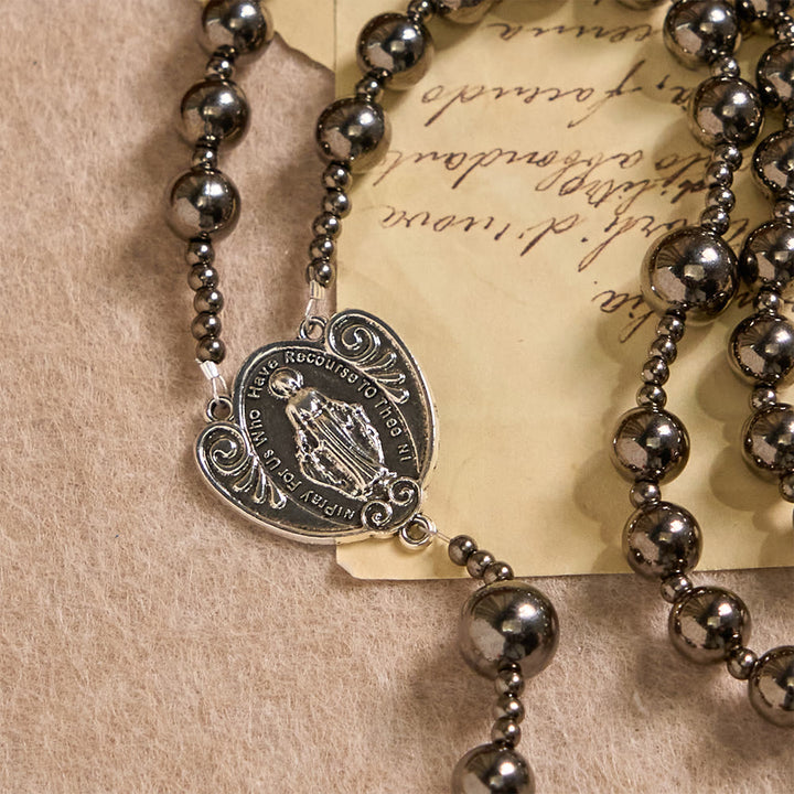 FREE Today: Antique Silver Tone Battle Bead Seven Sorrows Rosary: A Symbol of Grace in Every Prayer - image 5