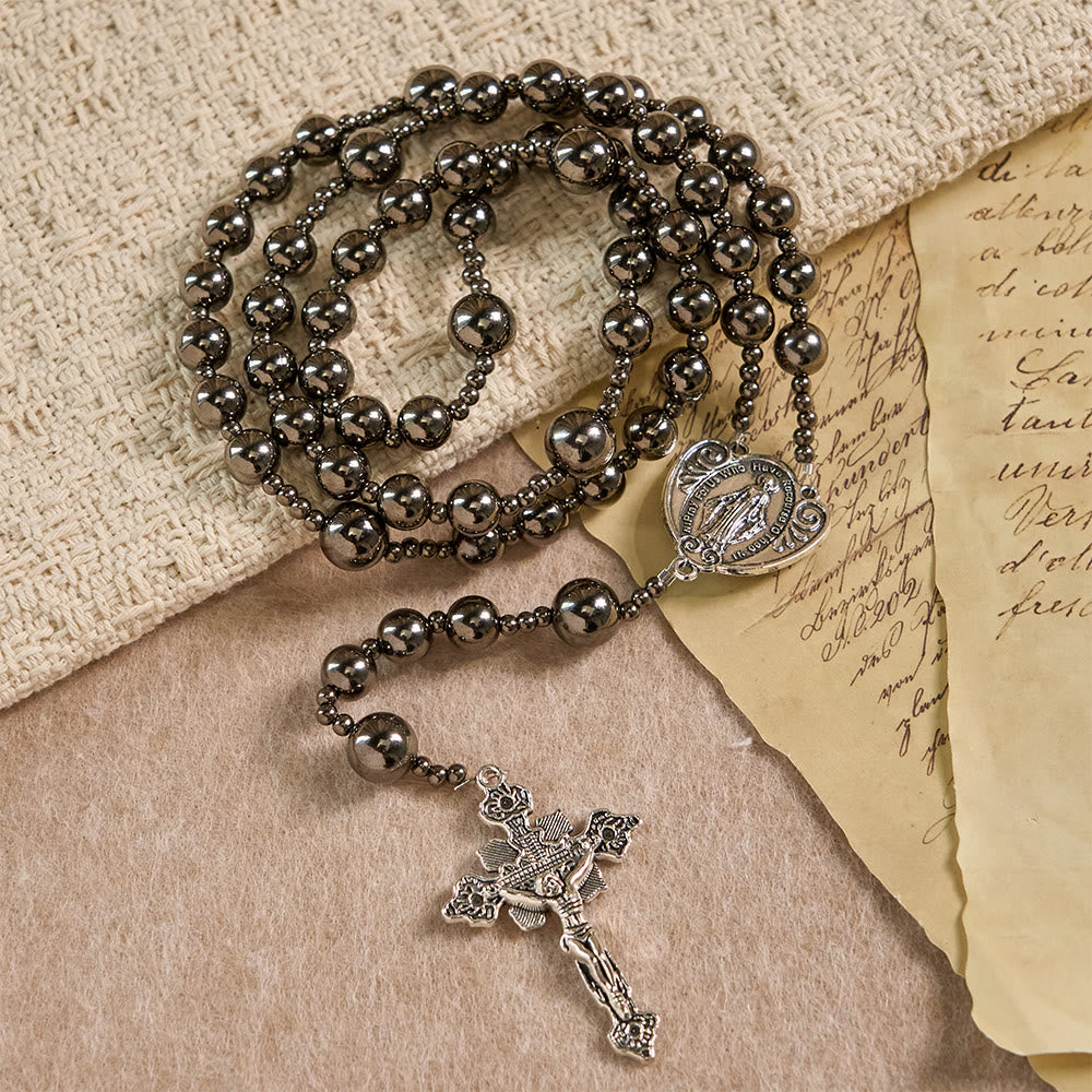 FREE Today: Antique Silver Tone Battle Bead Seven Sorrows Rosary: A Symbol of Grace in Every Prayer - image 2