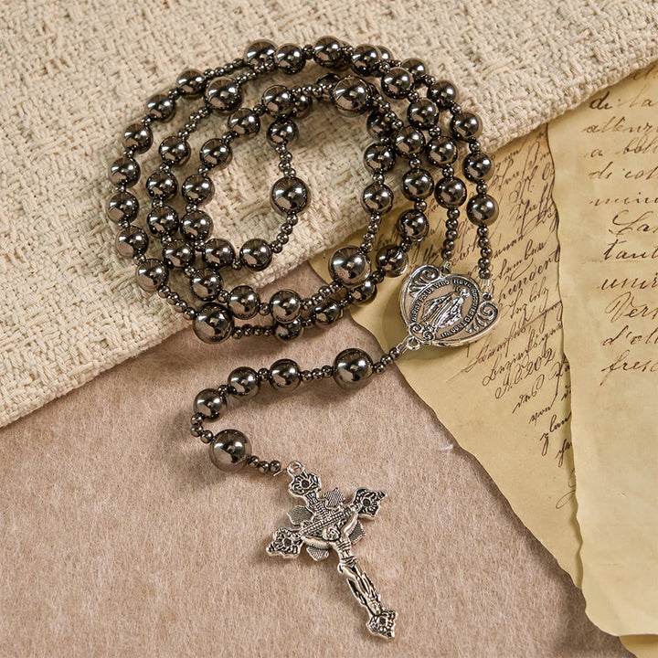 FREE Today: Antique Silver Tone Battle Bead Seven Sorrows Rosary: A Symbol of Grace in Every Prayer - image 2