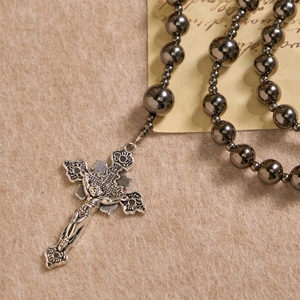 Christianartworkshop Antique Silver Bead Rosary: A Symbol of Grace in Every Prayer - image 5