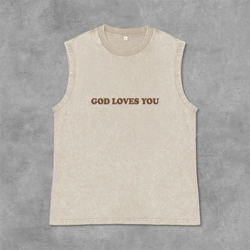 Christianartworkshop God Loves You Unisex Washed Tank Top - image 13