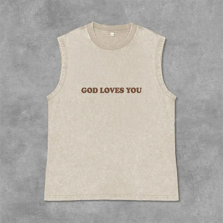Christianartworkshop God Loves You Unisex Washed Tank Top - image 13
