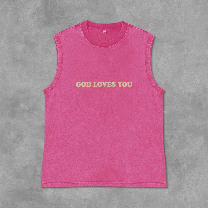 Christianartworkshop God Loves You Unisex Washed Tank Top - image 27