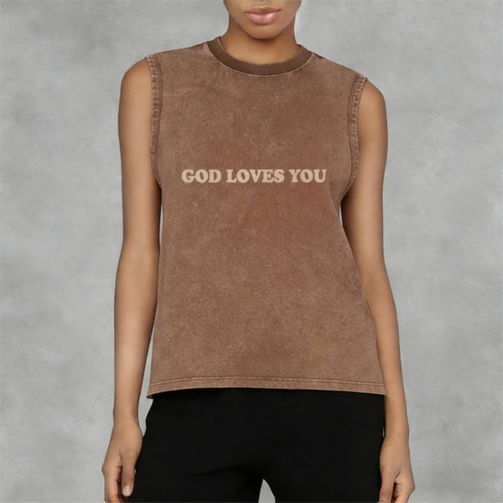 Christianartworkshop God Loves You Unisex Washed Tank Top - image 33