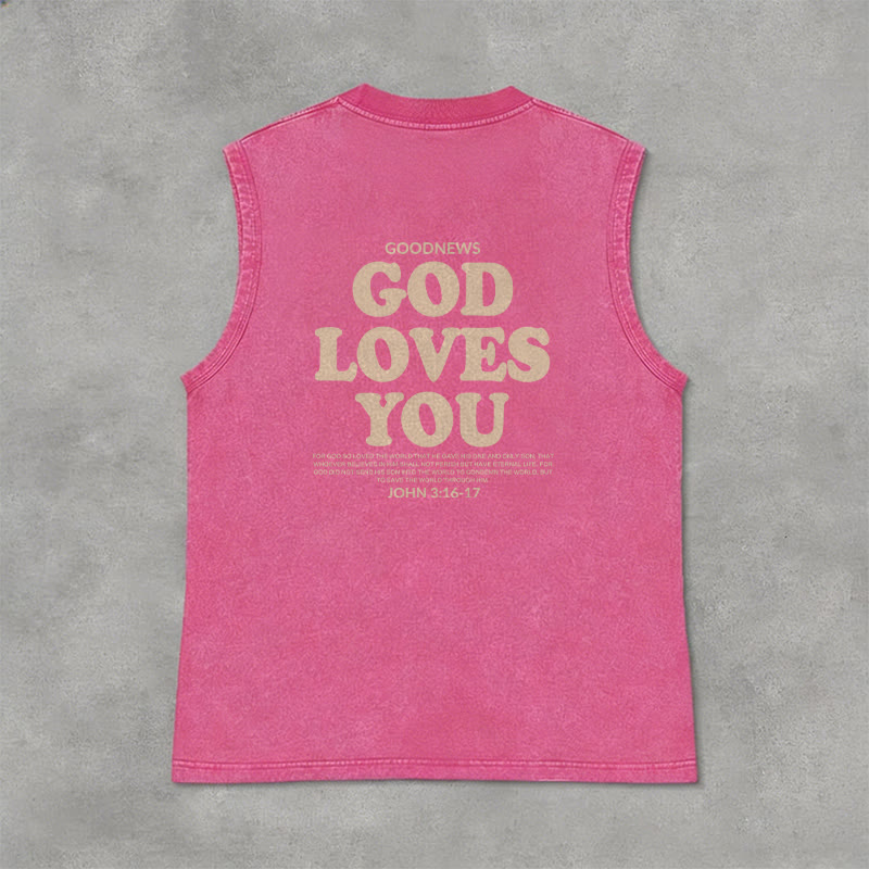 Christianartworkshop God Loves You Unisex Washed Tank Top - image 26