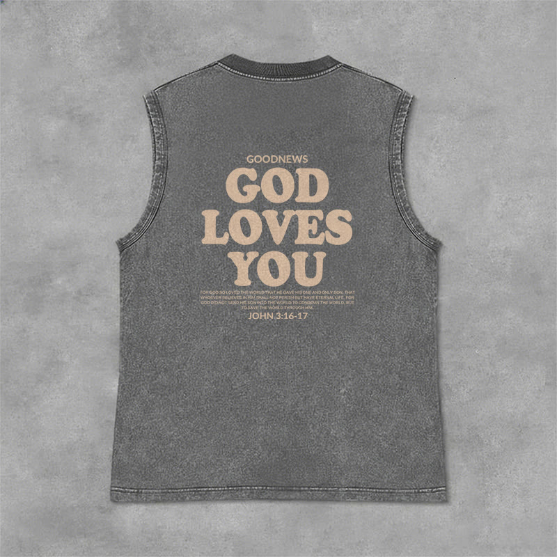 Christianartworkshop God Loves You Unisex Washed Tank Top - image 19