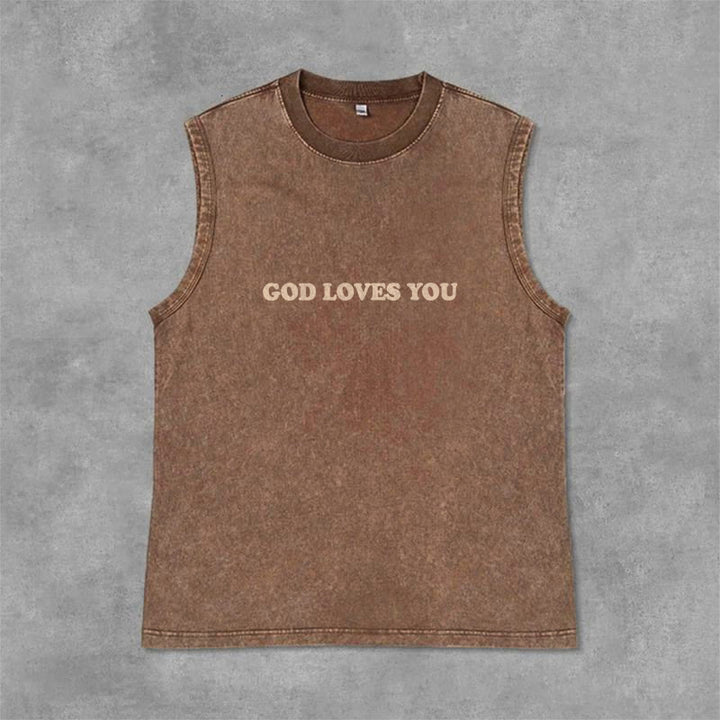 Christianartworkshop God Loves You Unisex Washed Tank Top - image 34