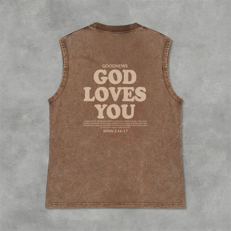 Christianartworkshop God Loves You Unisex Washed Tank Top - image 33