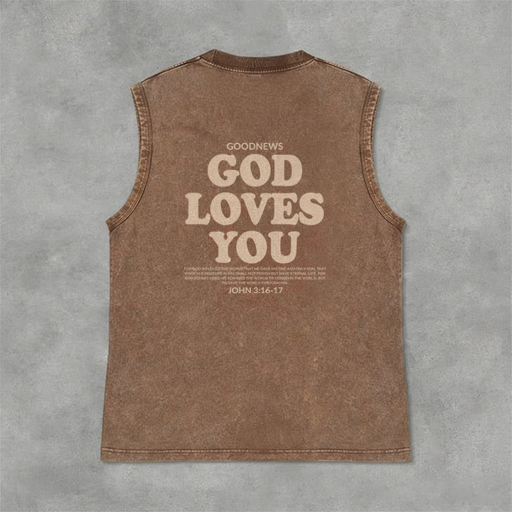 Christianartworkshop God Loves You Unisex Washed Tank Top - image 33