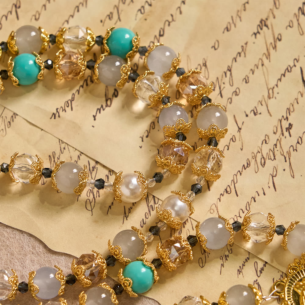 Christianartworkshop Blue-Tone Glass Bead Rosary with Our Lady Medal & Crucifix: A Symbol of Grace in Every Prayer - image 5