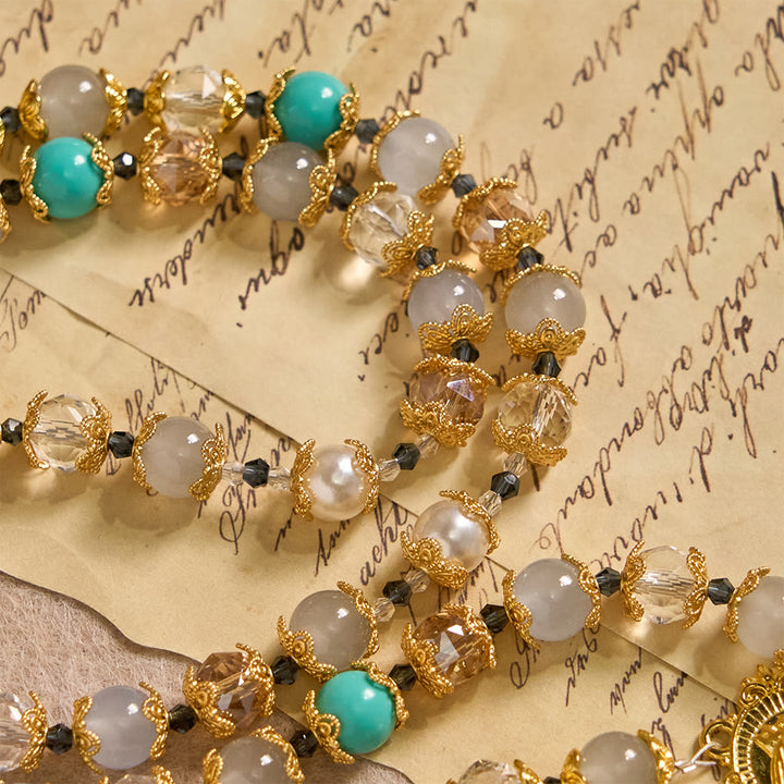 Christianartworkshop Blue-Tone Glass Bead Rosary with Our Lady Medal & Crucifix: A Symbol of Grace in Every Prayer - image 5