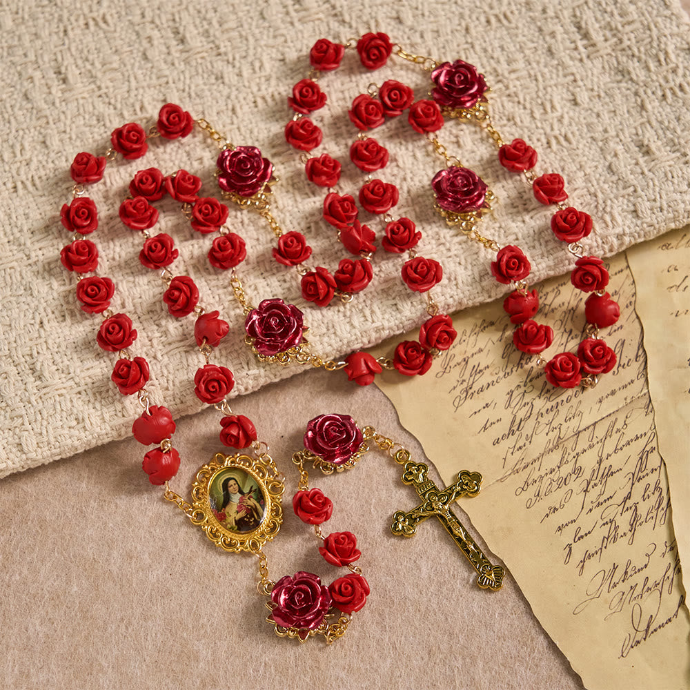Christianartworkshop Rose Resin Bead Devotional Rosary with Our Lady Medal & Crucifix: Carry Divine Light in Every Petal - Our Lady & Crucifix - image 0