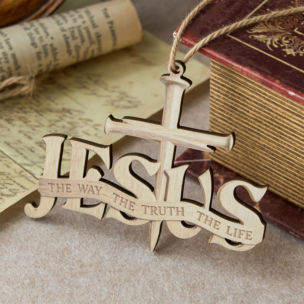 Christianartworkshop Jesus Nail Cross Wood Hanging Ornament: A Symbol of Divine Truth and Guidance - image 3