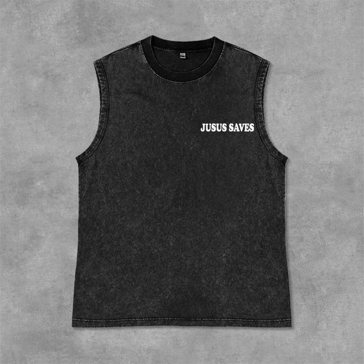 Christianartworkshop Jesus Saves John 3:16 Unisex Washed Tank Top - image 13