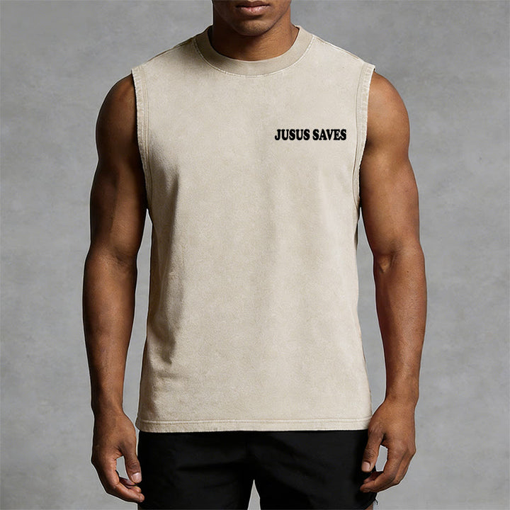 Christianartworkshop Jesus Saves John 3:16 Unisex Washed Tank Top - image 23