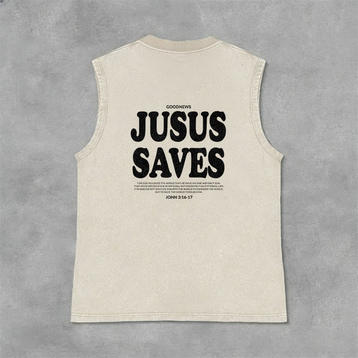 Christianartworkshop Jesus Saves John 3:16 Unisex Washed Tank Top - image 26