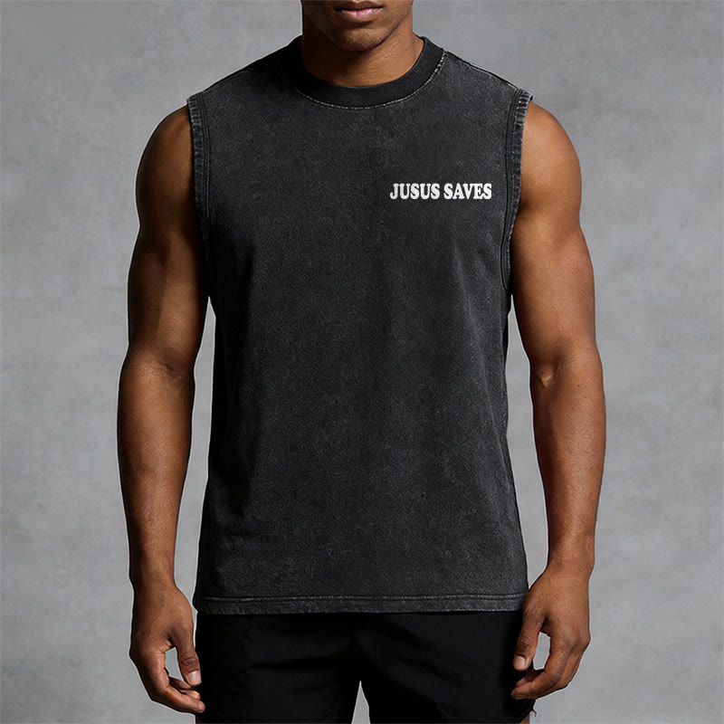 Christianartworkshop Jesus Saves John 3:16 Unisex Washed Tank Top - image 9