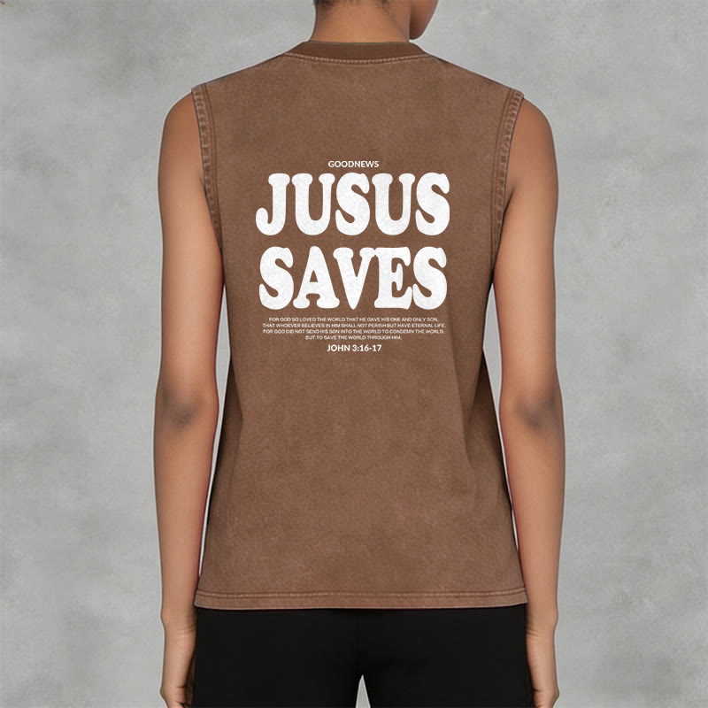 Christianartworkshop Jesus Saves John 3:16 Unisex Washed Tank Top - image 31