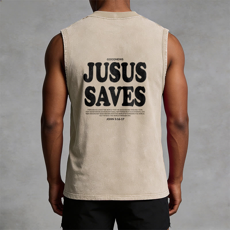 Christianartworkshop Jesus Saves John 3:16 Unisex Washed Tank Top - image 22