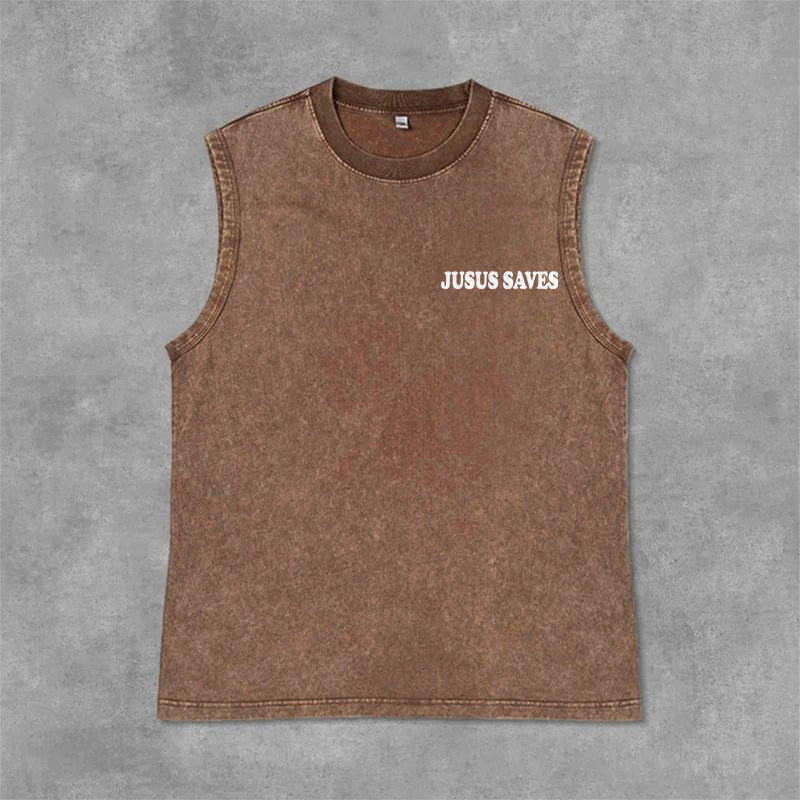 Christianartworkshop Jesus Saves John 3:16 Unisex Washed Tank Top - image 34