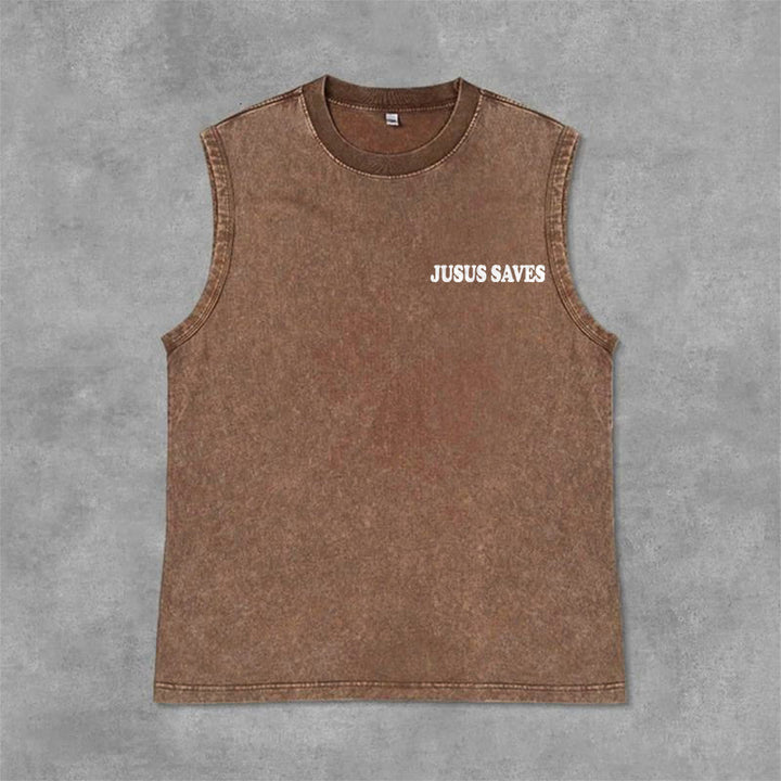 Christianartworkshop Jesus Saves John 3:16 Unisex Washed Tank Top - image 34
