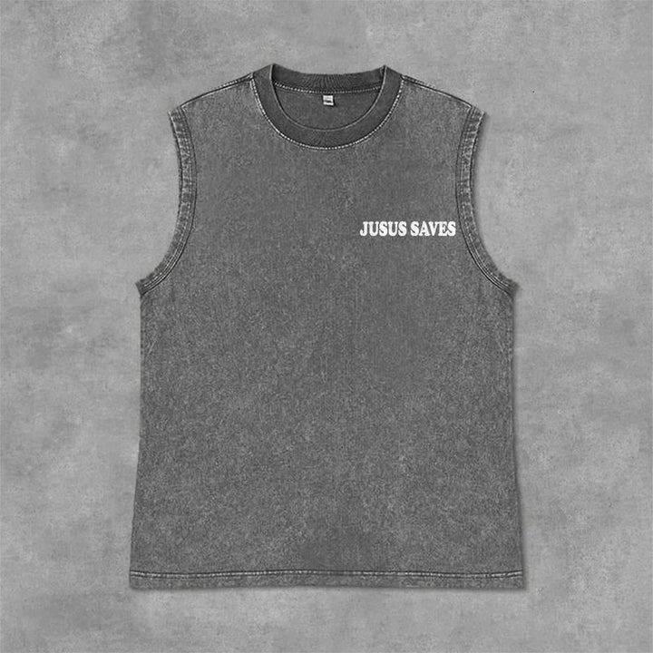 Christianartworkshop Jesus Saves John 3:16 Unisex Washed Tank Top - image 20
