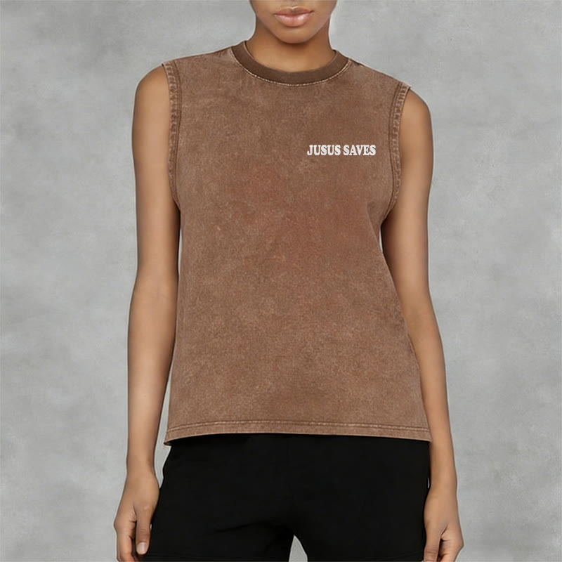 Christianartworkshop Jesus Saves John 3:16 Unisex Washed Tank Top - image 32
