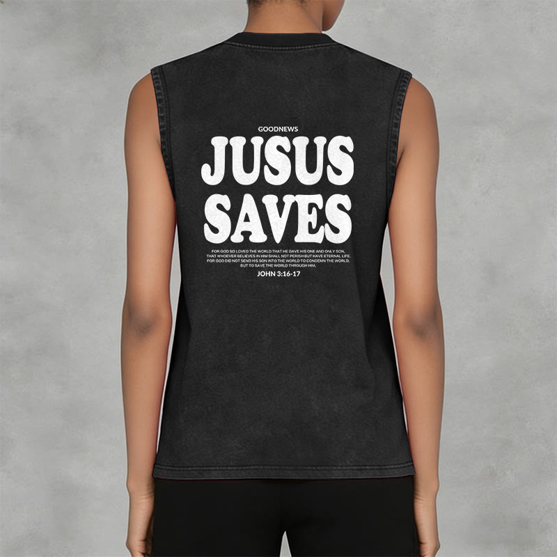 Christianartworkshop Jesus Saves John 3:16 Unisex Washed Tank Top - image 10