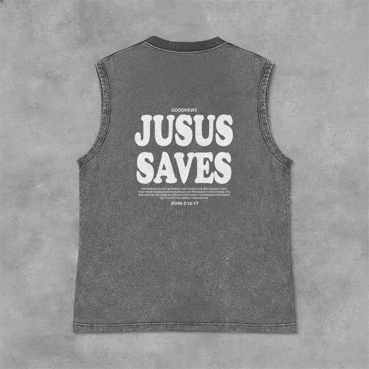 Christianartworkshop Jesus Saves John 3:16 Unisex Washed Tank Top - image 19