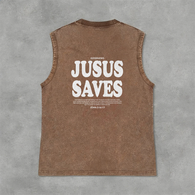 Christianartworkshop Jesus Saves John 3:16 Unisex Washed Tank Top - image 33