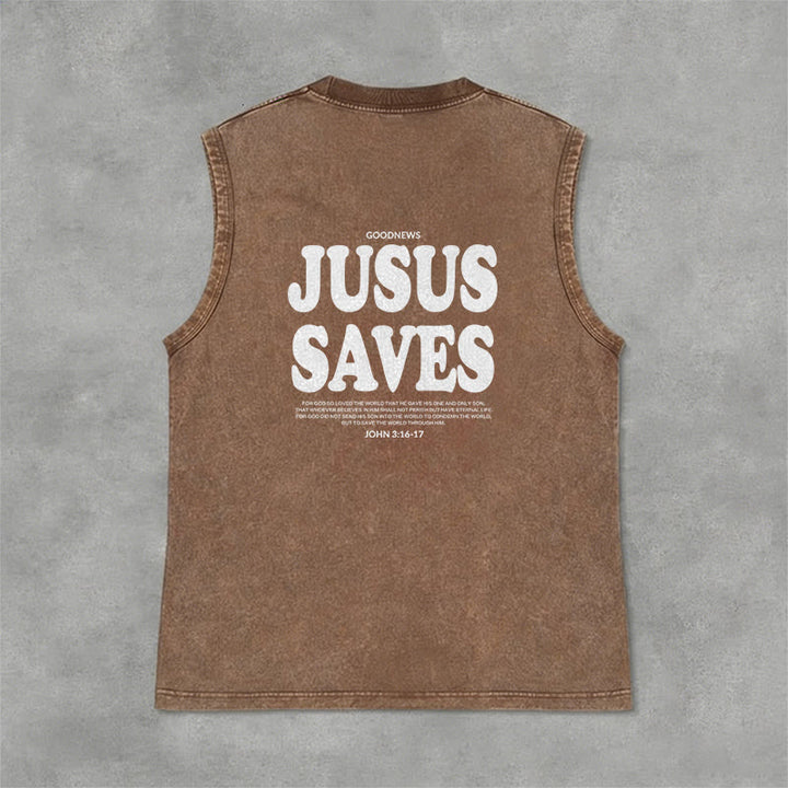 Christianartworkshop Jesus Saves John 3:16 Unisex Washed Tank Top - image 33