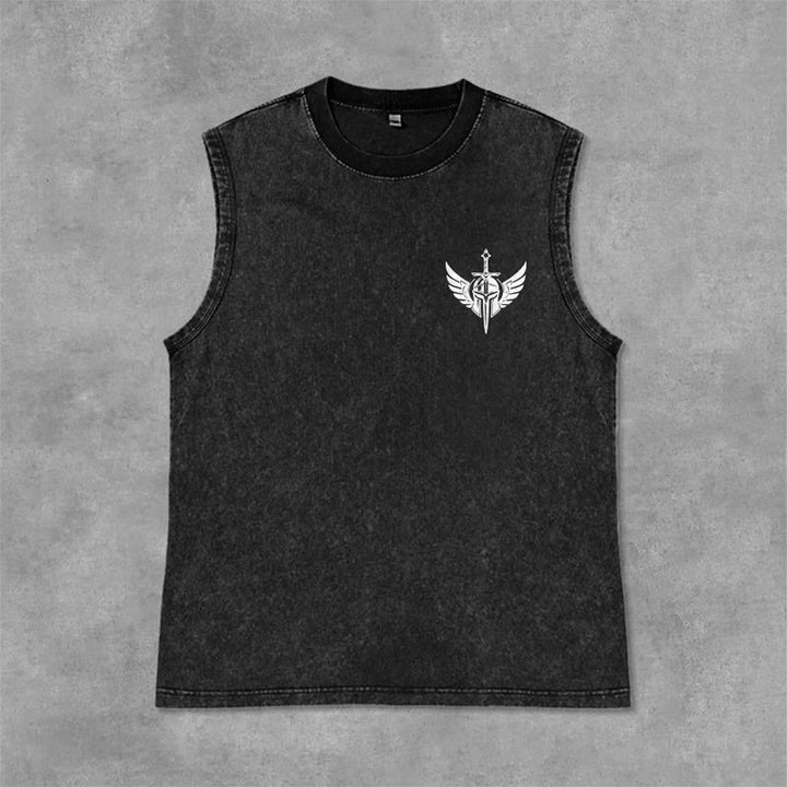 Christianartworkshop Warrior Angel With Sword Unisex Washed Tank Top - image 13