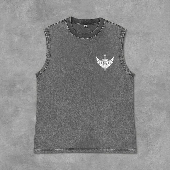 Christianartworkshop Warrior Angel With Sword Unisex Washed Tank Top - image 6