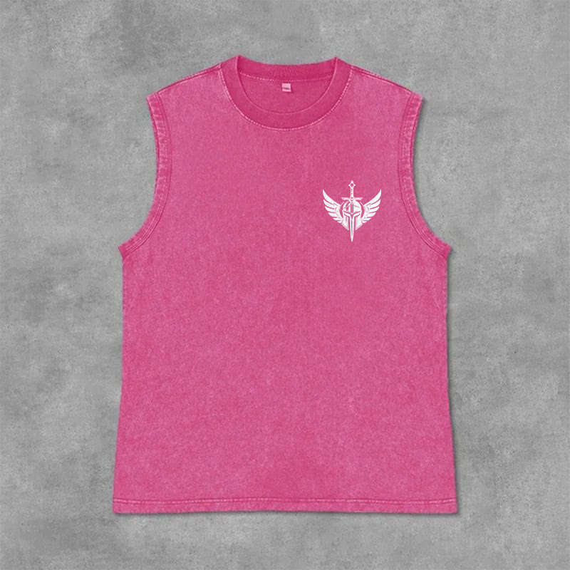 Christianartworkshop Warrior Angel With Sword Unisex Washed Tank Top - image 27