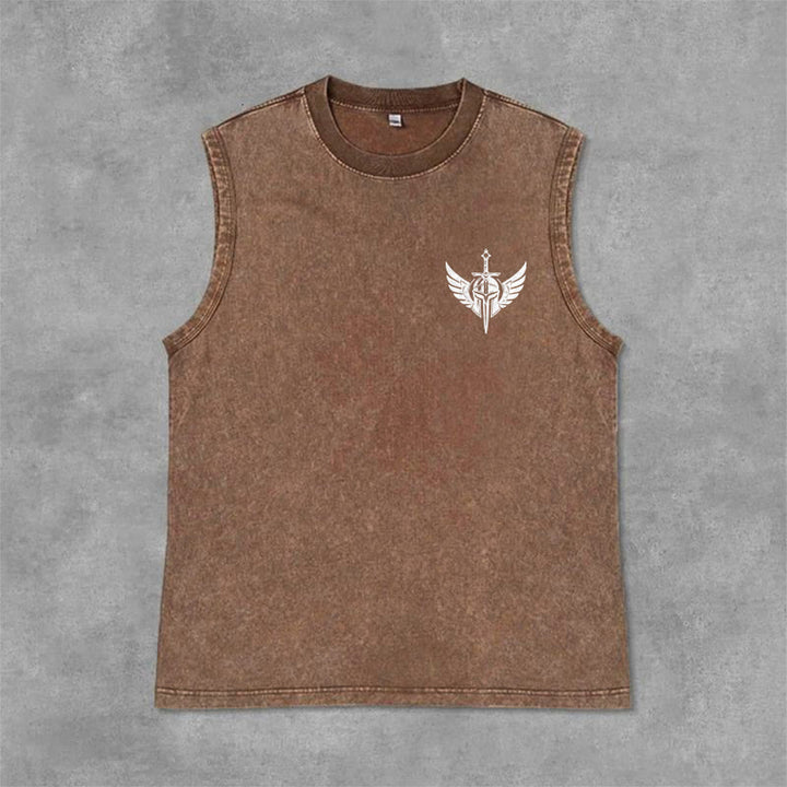 Christianartworkshop Warrior Angel With Sword Unisex Washed Tank Top - image 34