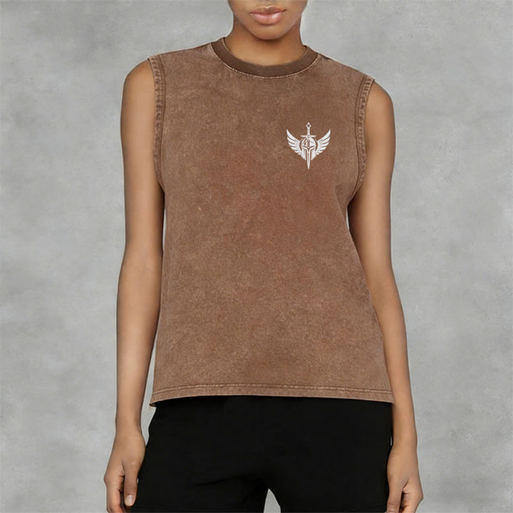 Christianartworkshop Warrior Angel With Sword Unisex Washed Tank Top - image 32