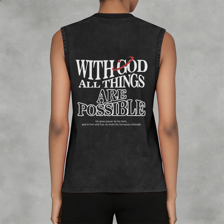 Christianartworkshop With God All Things Are Possible Washed Tank Top - image 2