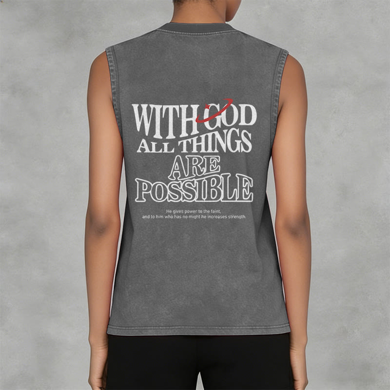 Christianartworkshop With God All Things Are Possible Washed Tank Top - image 5