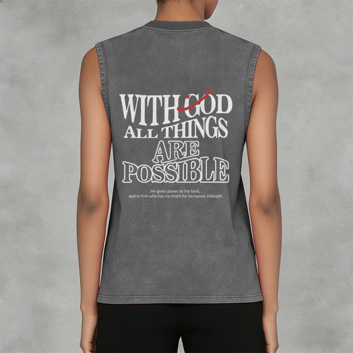 Christianartworkshop With God All Things Are Possible Washed Tank Top - image 5