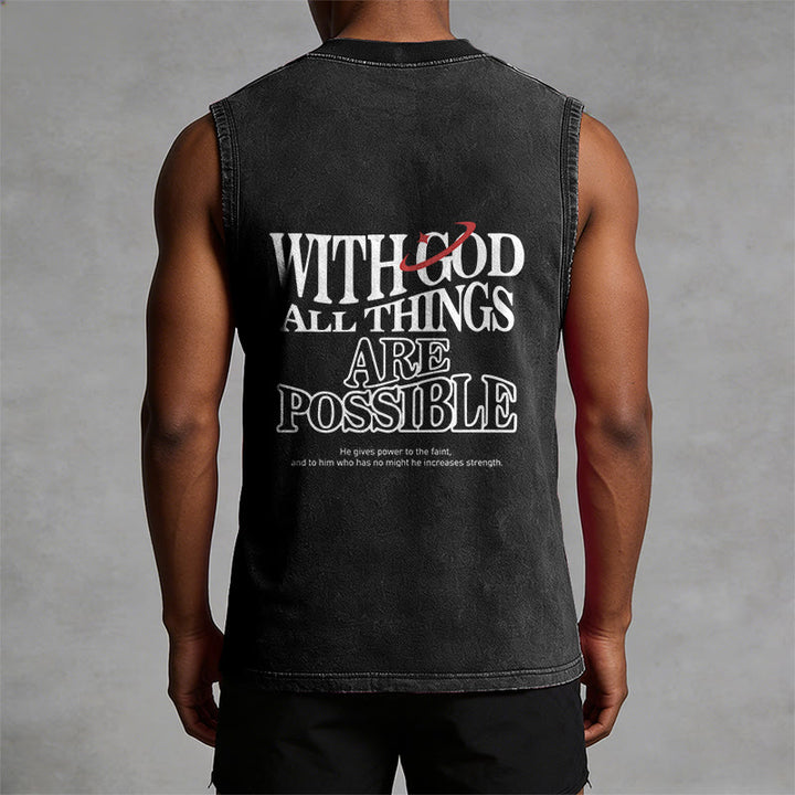Christianartworkshop With God All Things Are Possible Washed Tank Top - image 1
