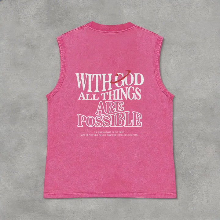 Christianartworkshop With God All Things Are Possible Washed Tank Top - Pink - 2XL - image 9