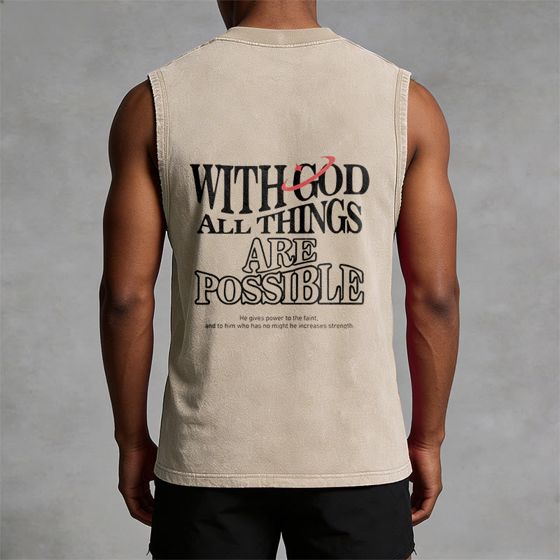 Christianartworkshop With God All Things Are Possible Washed Tank Top - image 7