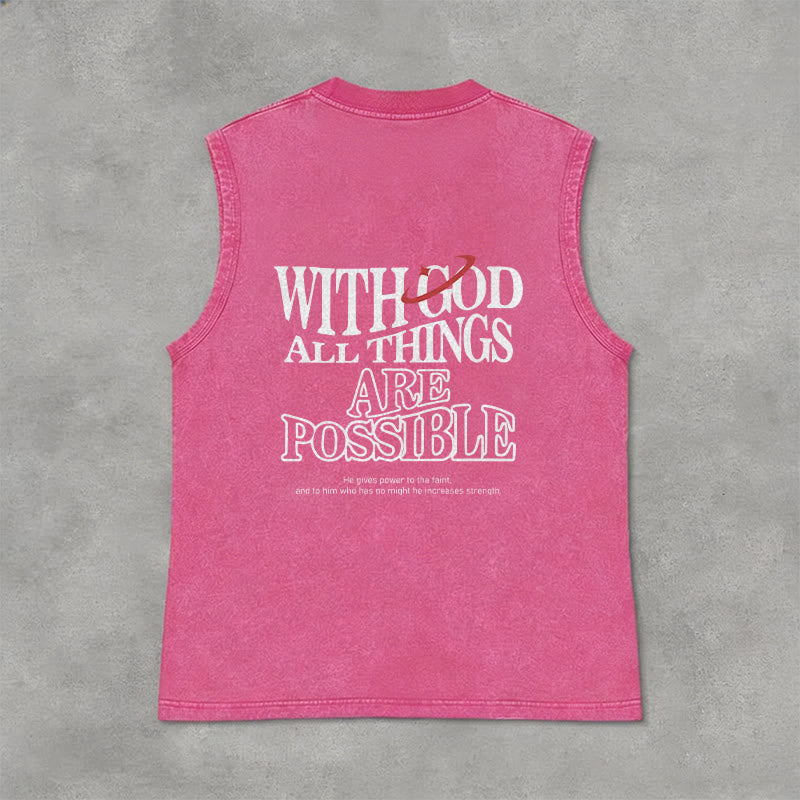 Christianartworkshop With God All Things Are Possible Washed Tank Top - Pink - 2XL - image 10