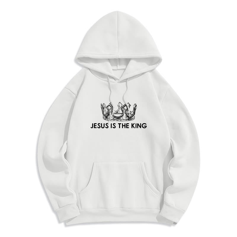 Christianartworkshop Quotation Style Jesus Is The King Fleece Lined Polyester Hoodie - image 9