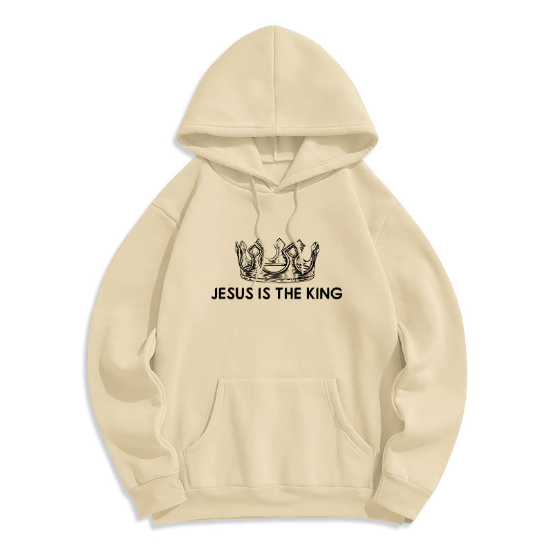 Christianartworkshop Quotation Style Jesus Is The King Fleece Lined Polyester Hoodie - image 13